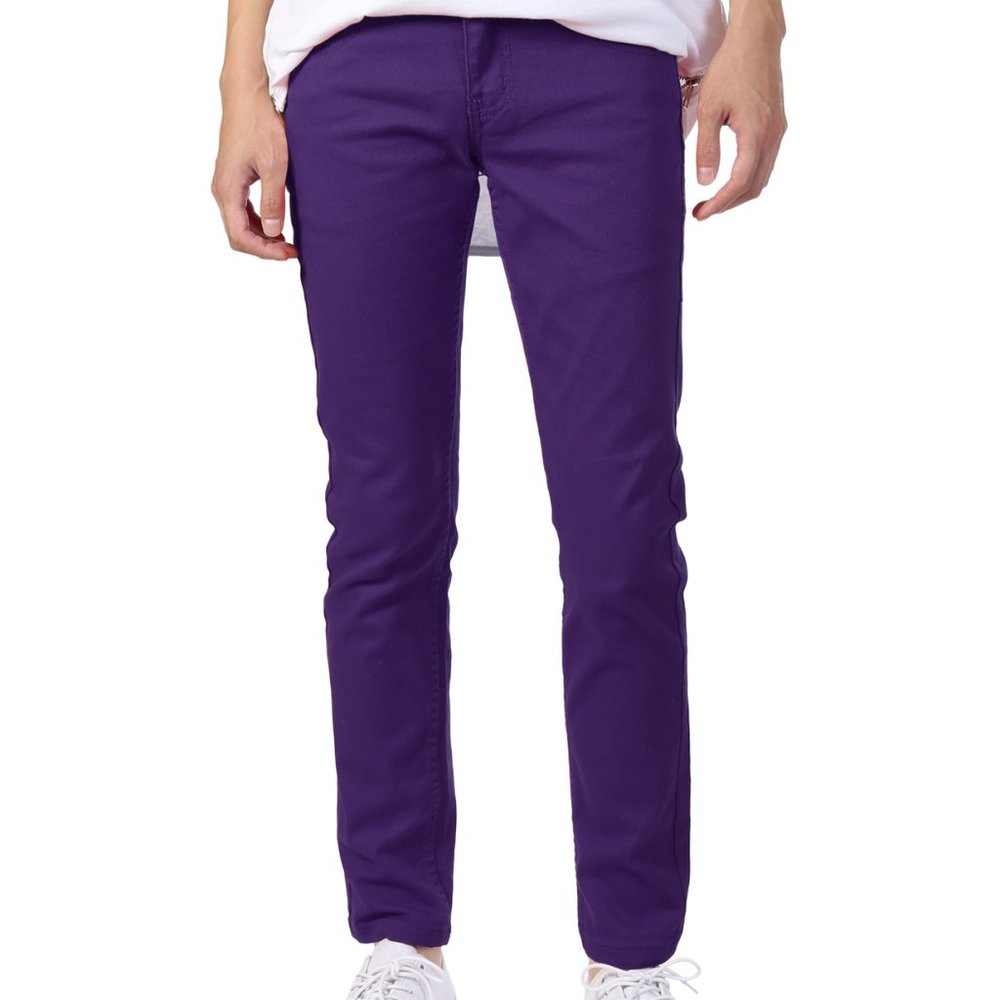 Men's Modern Skinny Fit Jeans Casual Purple